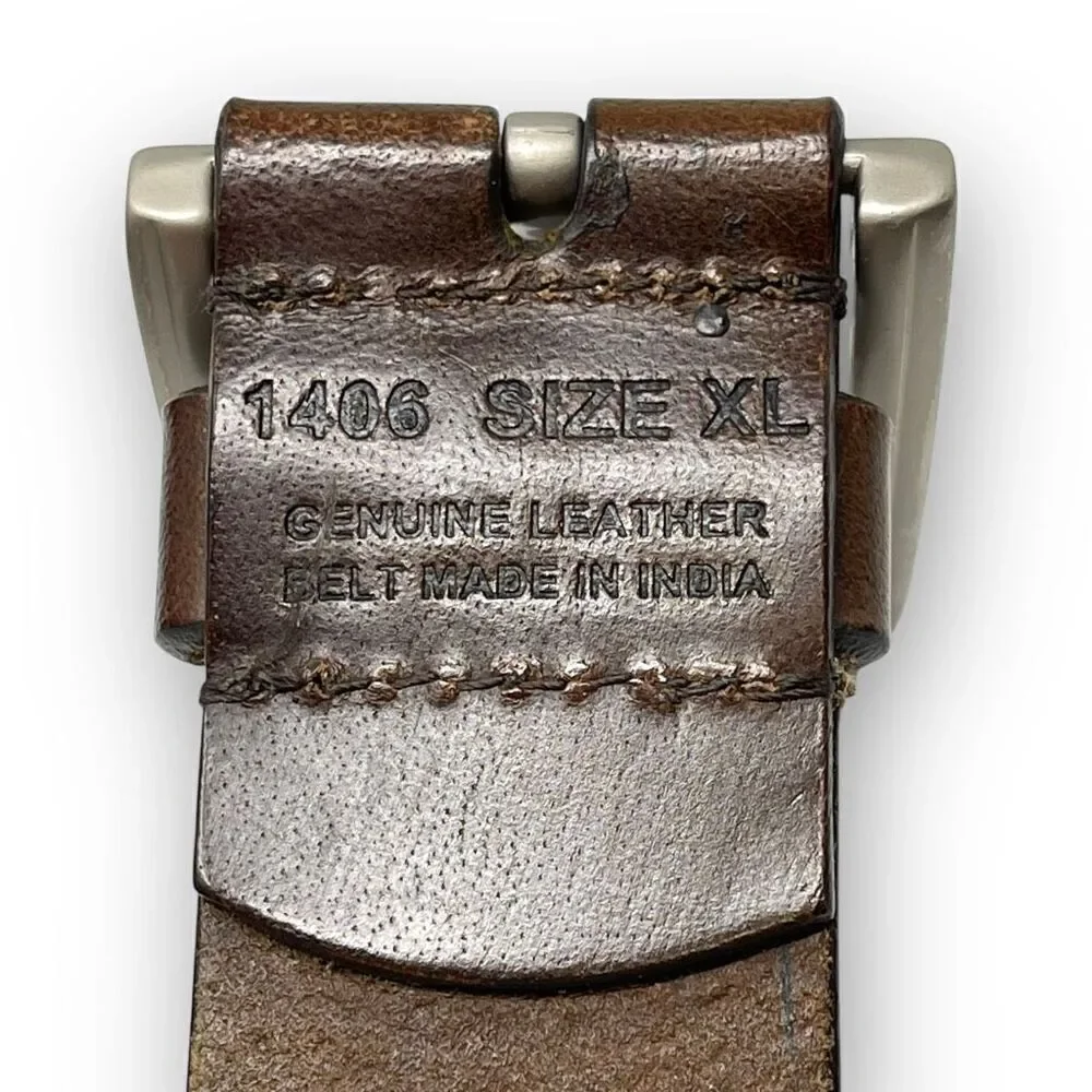 Vintage Two Tone Brown Leather Whipstitch Belt Men’s Size XL Flawed
